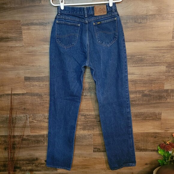 Vtg Lee Jeans 12 L Measures 26x32 Straight High Rise 80s Mom Dark Wash USA - Picture 3 of 11